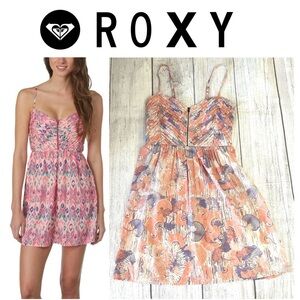 ROXY Women’s Shore Thing Pink, Peach, Purple Spaghetti Strap Dress Size Medium